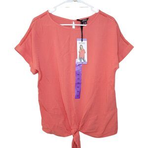 NEW Buffalo By David Bitton Coral Front Knot Blouse Size XS Short Sleeve